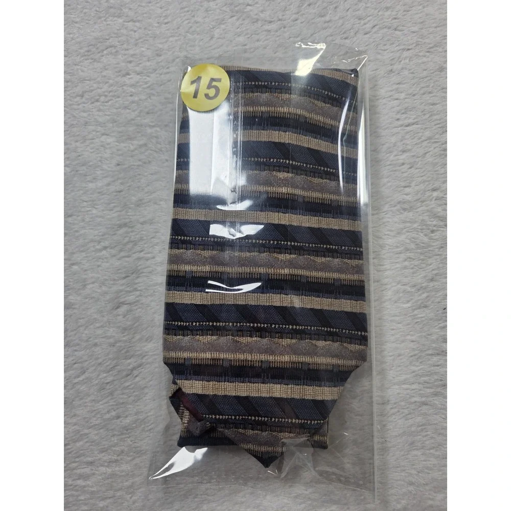 Vintage Superba Loosen Up Silk Tie Blue Taupe Stripe Pattern Classic Business...